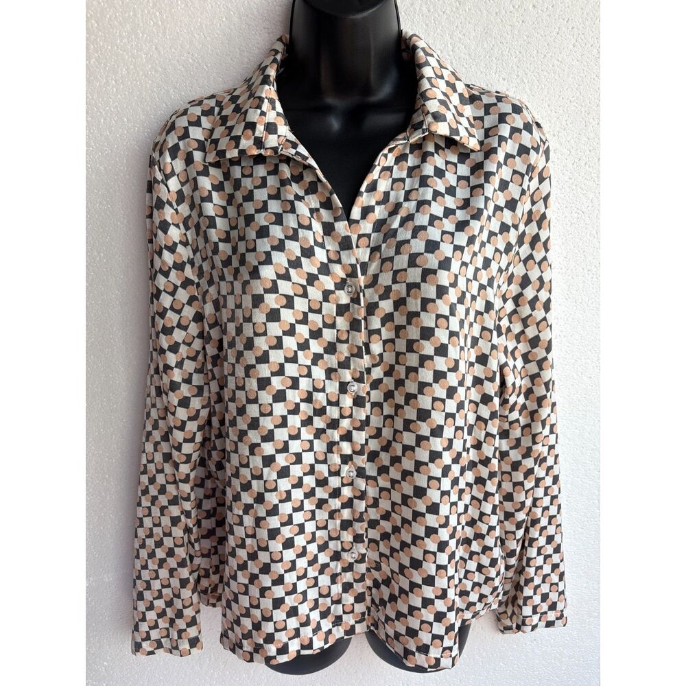 Splendid Button Down Shirt NWT Size M Career Office Professional Checkered